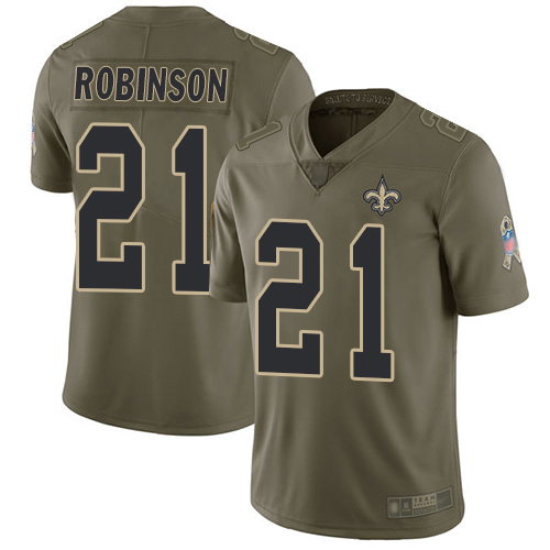 Men New Orleans Saints Limited Olive Patrick Robinson Jersey NFL Football #21 2017 Salute to Service Jersey